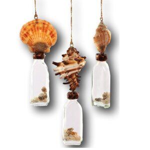 Set of Three Assorted Shell Topped Bottle Ornaments by Gallerie II